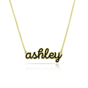 Personalized luxury enamel color name necklace