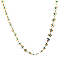 Load image into Gallery viewer, Chain Flower beads necklace turquoise