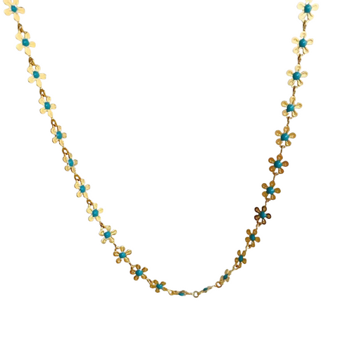 Chain Flower necklace turquoise