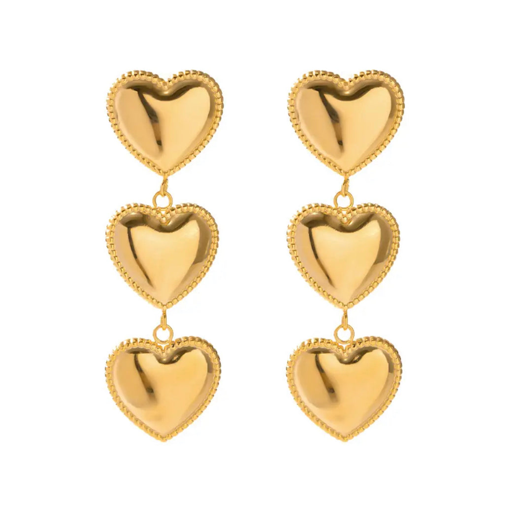 Triple Maxi Hearts earrings