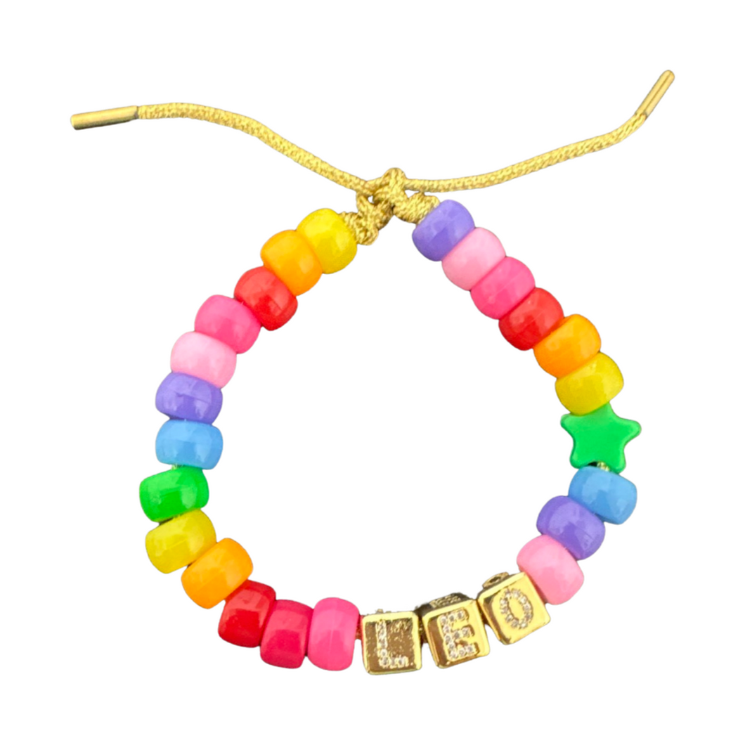Personalized CUBE beads name bracelet lurex