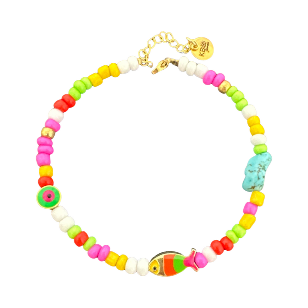 Lucky fish anklet neon
