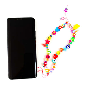Phone charm string Mixed beads short