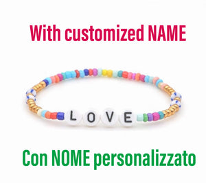 Nome personalizzato Bracciale per perle arcobaleno