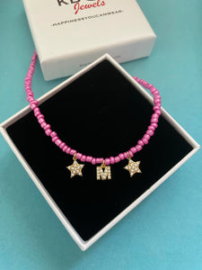 Perle personalizzate Nome collana rosa
