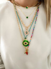 Load image into Gallery viewer, Long mixed chain &amp; beads necklace with letter and horn