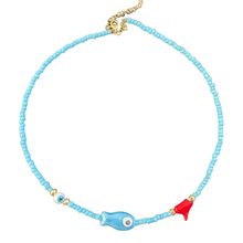 Load image into Gallery viewer, Lucky fish beads necklace blue