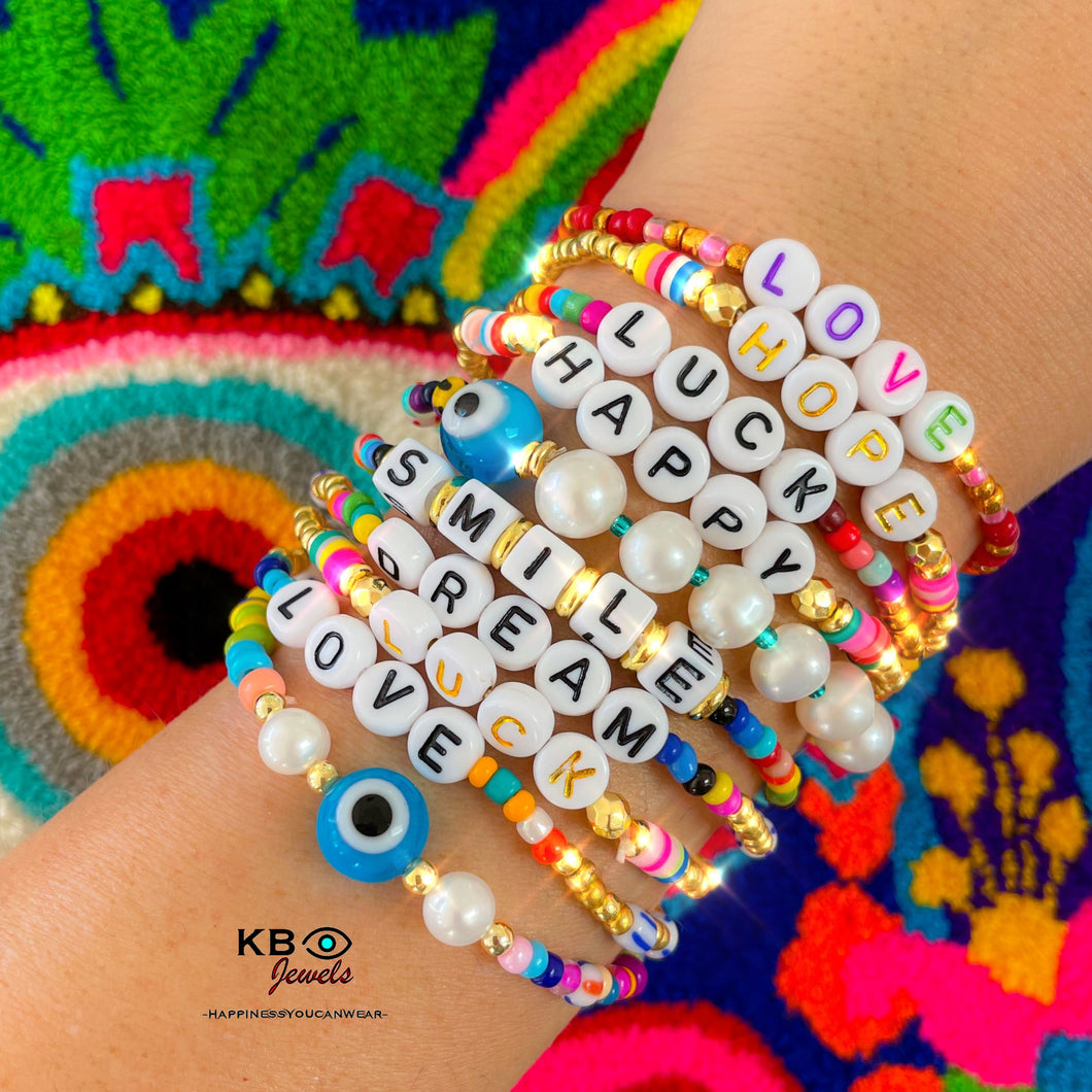 Customized NAME rainbow beads bracelet