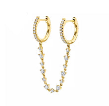 Load image into Gallery viewer, Double huggie gold pave’ earring