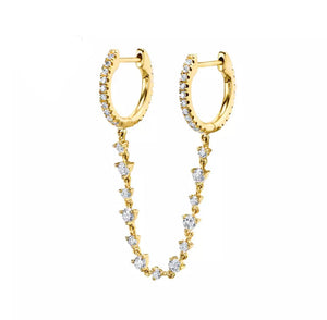 Double huggie gold pave’ earring