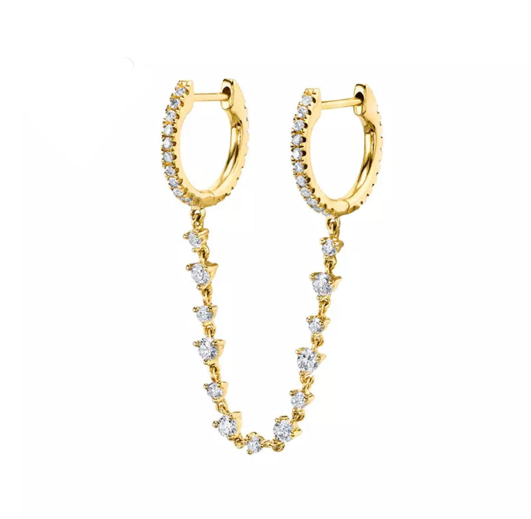 Double huggie gold pave’ earring