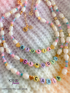 Name pearls necklace pastels