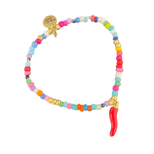 Load image into Gallery viewer, Colorful beads red horn bracelet