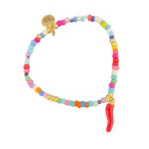 Colorful beads red horn bracelet