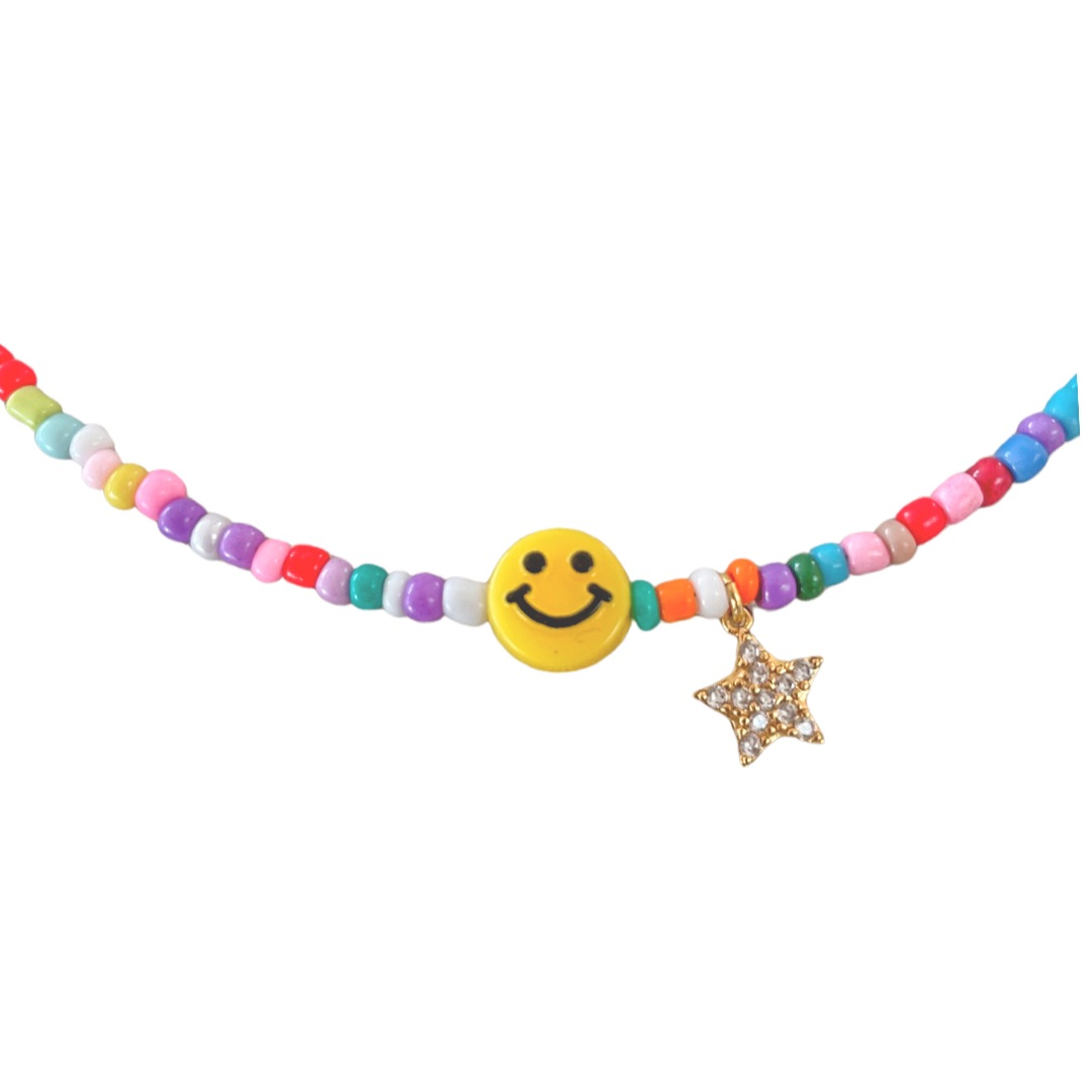 1pc Kids Random Color Smile Face Decor Glass Beaded Necklace For Gift |  SHEIN ASIA