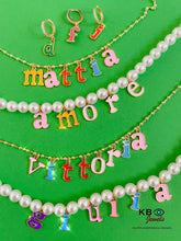Load image into Gallery viewer, Personalized pearls beads enamel name necklace