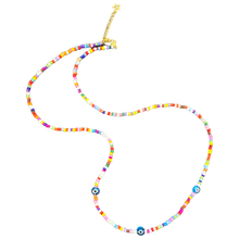 Load image into Gallery viewer, Beads lucky eyes long necklace multicolor