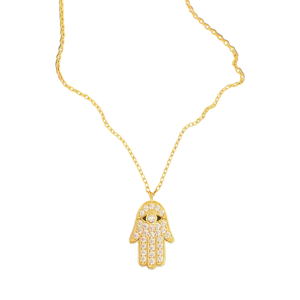 Hamsa necklace pave’ gold